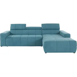DOMO collection Ecksofa »Brandon große Ausführung B/T/H: 289/177/80 cm, auch in Leder und Cord«, mit Kopfteilverstellung, wahlweise Sitztiefenverstellung, L-Form, blau