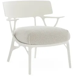 Kartell - A.I. Outdoor Lounge Chair, weiß / weiß-beige (Stoff Twill)