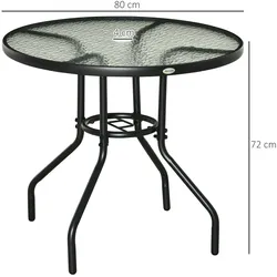 Outsunny - Gartentisch - 80Lx80Wx72Hcm - Schwarz