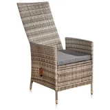 Melko Relaxsessel Polyrattan Garten, ca. 62 x 57 x 111 cm, verstellbar, wetterfest, inkl. Sitzkissen, Grau