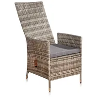 Melko Relaxsessel Polyrattan Garten, ca. 62 x 57 x 111 cm, verstellbar, wetterfest, inkl. Sitzkissen, Grau