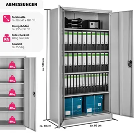 Tectake tectake® Aktenschrank, Grau,