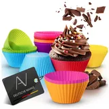 AVANA Wiederverwendbare Muffinformen aus hochwertigem Silikon Cupcakeförmchen BPA-Frei Backformen Muffinförmchen 8 Farben, 24er-Set