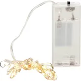 Cepewa LED Lichterkette Batterie Draht 20 Micro LEDs warmweiß 1,9m silber Batterie Innen - Silber/Transparent