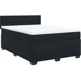 vidaXL Boxspringbett mit Matratze Schwarz 160x200 cm Samt