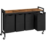 HOOBRO Wäschekorb, Wäschesammler mit Ablage, Wäschebox, Wäschewagen mit Rollen, 4 x 39,8 L, Wäschesack aus Oxford-gewebe Hoobro Ebf04xy01