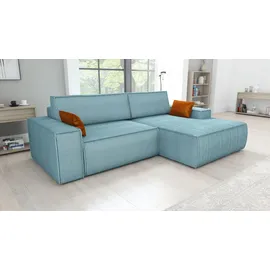 A&J MöbelLand Eckcouch mit Schlaffunktion 2-Sitzer Blau