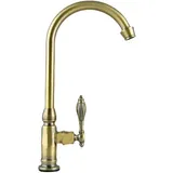 Küchenarmatur mit Einhebelmischer aus gebürstetem Messing, drehbarer Kaltwasser-Spültischhahn, Waschtischarmatur mit Herunterziehfunktion für