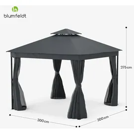 Blumfeldt Mondo Dual Pavillon 3 x 3 m inkl. Moskitonetz Silber