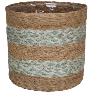 Pflanzkorb Seegras  (Außenmaß  (Ø x H): 18 x 18 cm, Kunststoff, Natur/Salbei)