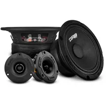 DS18 PRO-GM6.4PK Mittel- und Hoch-Komplettpaket, inklusive 2 x Mitteltöner 15,2 cm und 2 x Aluminium Super Bullet Hochtöner 2,5 cm eingebauter Crossover, Türlautsprecher, Auto/LKW Stereo-Soundsystem