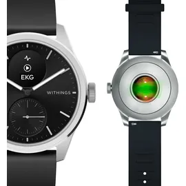 Withings Scanwatch 2 42 mm schwarz, Sport Fluorelastomer-Armband schwarz/silber