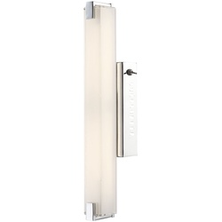 LED Wandleuchte mit Schalter Wandlampe Chrom Treppenhausleuchte Glas satiniert, Stab-Design, 9W 700Lm warmweiß, LxBxA 38x6x9,4 cm