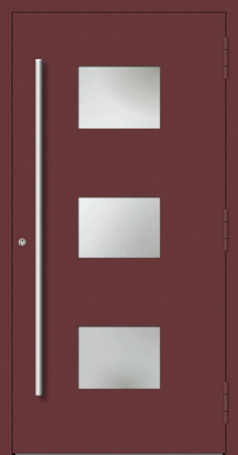 Aluminium Haustür "MARGARETE" 90 mm RC2 Rotbraun RAL 8012 außen öffnend DIN rechts