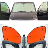 Fensterrollo-Set Kombatibel Mit Ford Tourneo (1986-2000)(Komplettset + Heckklappe) Rückseite einfärben Tango-Orange, Reversibel und Thermisch
