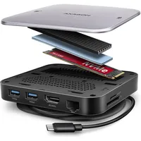 AXAGON HMC-UFO USB-C Hub M.2 SATA/NVMe 1 Gbit/s Ethernet 384 kHz Audio (HMC-UFO)