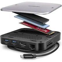 AXAGON HMC-UFO USB-C Hub M.2 SATA/NVMe 1 Gbit/s Ethernet 384 kHz Audio (HMC-UFO)
