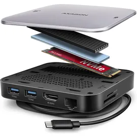 AXAGON HMC-UFO USB-C Hub M.2 SATA/NVMe 1 Gbit/s Ethernet 384 kHz Audio (HMC-UFO)