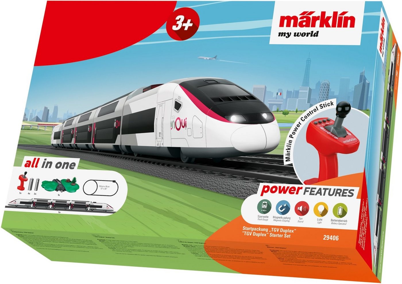 Märklin Modelleisenbahn-Set Märklin my world - Startpackung TGV Duplex - 29406, Spur H0, mit Licht und Sound weiß