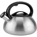 KARL HAUSMANN Wasserkessel Induktion - 3L - Silber Teekessel mit Automatischer Pfiff - Edelstahl Wasserkocher für Induktionsherd, Gasherd und Elektroherd - Pfeifkessel - Teekanne - Flötenkessel
