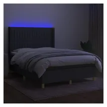 vidaXL Boxspringbett mit Matratze & LED Dunkelgrau 140x200 cm Stoff
