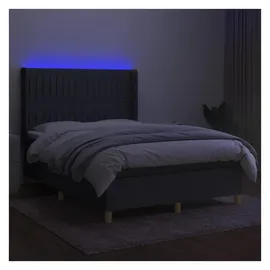 vidaXL Boxspringbett mit Matratze & LED Dunkelgrau 140x200 cm Stoff