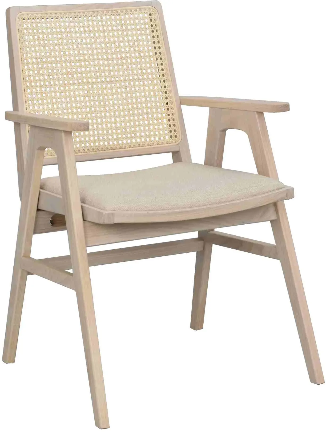 Stuhl Prestwick 2er Set mit Armlehnen, aus Eiche und Rattan, klassisch, whitewash, FSC-zertifiziert