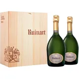 Champagner Geschenkset - R de Ruinart Brut  - in Holzkiste - 2 Fl.