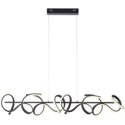 LED Pendelleuchte, schwarz, geschwungenes Design, Dimmfunktion, modern