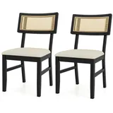 KOMFOTTEU Esszimmerstuhl (2er Set), Küchenstühle mit Rückenlehne aus Rattan, bis zu 180 kg schwarz