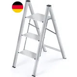 KINGRACK Stufenleiter, Trittleiter Stufen, Klapptrittleiter Mit Handlauf, Rutsch
