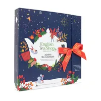 English Tea Shop ETS - Teebuch Adventskalender mit Schleife "Christmas Night", 25 Boxen mit BIO-Tees in hochwertigen Pyramiden-Teebeuteln