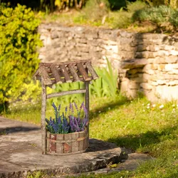 Relaxdays Relaxdays Holzbrunnen Garten, dekorativer Zierbrunnen aus Holz, Gartenbrunnen mit Rinde, HxBxT: 43 x 25 x 18 cm, natur