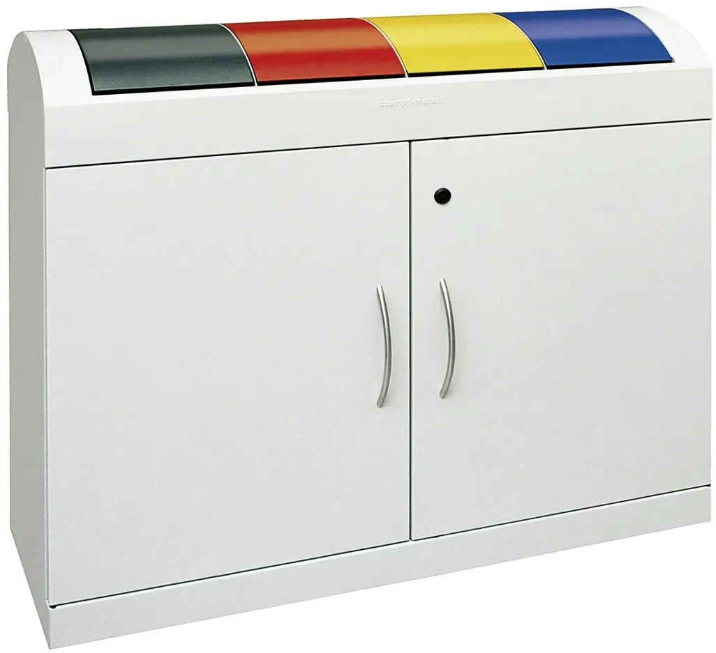stumpf Abfalltrennung TD 4, RAL 7035/RAL 7016, RAL 3000, RAL 1003, RAL 5010, verz. Innenbehälter, 4x45 Liter