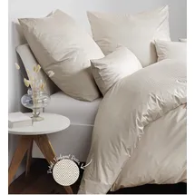 JANINE Interlock-Jersey59000 3 Fischgrätmuster Beige 155 x 200 cm + 80 x 80 cm