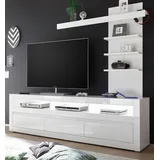 furn.design Nobile Lowboard 217x163x42 cm Weiß Hochglanz/Grau Kunststoff/MDF