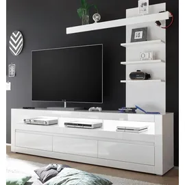 furn.design Nobile Lowboard 217x163x42 cm Weiß Hochglanz/Grau Kunststoff/MDF