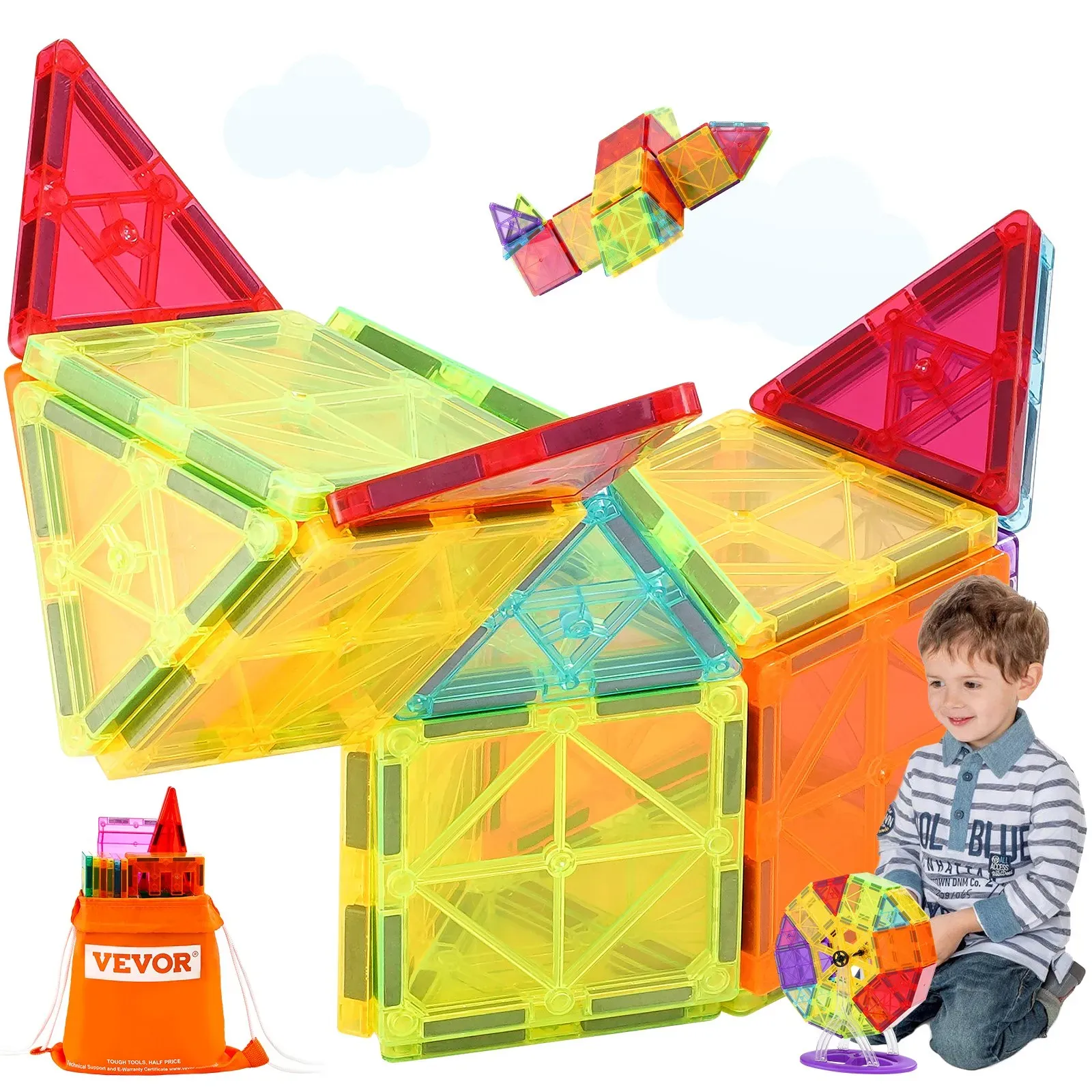 VEVOR Magnetspielzeug Kinder Magnetische Bausteine Magnetic Building 180-teilig