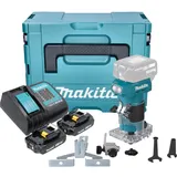 Makita DRT 52 SAJ Akku Kantenfräse 18 V 6 mm Brushless + 2x Akku 2,0 Ah + Ladegerät + Makpac