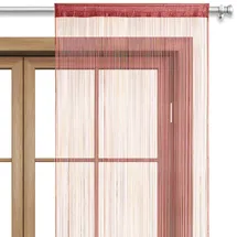 Wometo Fadenvorhang Türvorhang Fäden 90x245 dunkelrot rot - Stangendurchzug oekoTex kürzbar waschbar Uni einfarbig in vielen bunten Farben