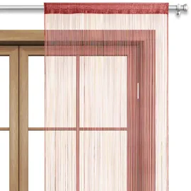 Wometo Fadenvorhang Türvorhang Fäden 90x245 dunkelrot rot - Stangendurchzug oekoTex kürzbar waschbar Uni einfarbig in vielen bunten Farben