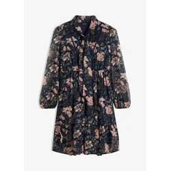 bonprix bedrucktes Chiffonkleid, blau, 42