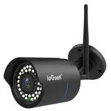 OKWISH Überwachungskamera 1080P Full HD Sicherheitskamera Aussen WLAN IP Kamera APP WIFI Antenne (Außenbereich, mit Bewegungserkennung ONVIF und RTSP Verschlüsselte Speicherung, 2MP WLAN IP Camera Outdoor 25m Nachtsicht mit WLAN-Antenne, IP66 Wasserdicht unterstützt bis zu 128G Karte(nicht im Lieferumfang) schwarz