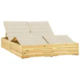 vidaXL Doppel-Sonnenliege 198 x 135 x 30-75 cm Creme