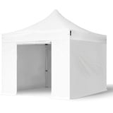 TOOLPORT Faltzelt Faltpavillon Professional 3x3 m mit 4 Seitenteilen (ohne Fenster) - ALU Pavillon Partyzelt weiß