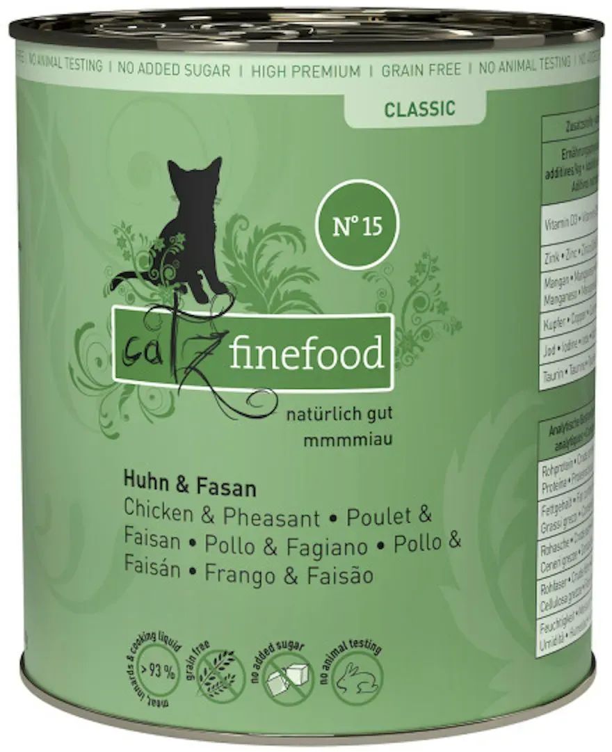 catz finefood Classic 6 x 800g Katzennassfutter No.15 Huhn & Fasan