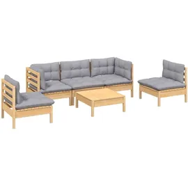 vidaXL Garten-Lounge-Set 6-tlg. grau Kiefer