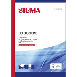 SIGMA LS003 Lieferscheine, selbstdurchschreibend, 2x40 Blatt, A5, 10 Stück