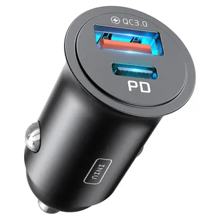 INIU Zigarettenanzünder USB Adapter, [USB C 30W+USB A 30W] 12V USB Steckdose, 5A Schnellladung dual Port Kfz Ladegerät, USB Car Charger für iPhone 16 15 14 13 12 Samsung Galaxy S21 Huawei AirPods iPad