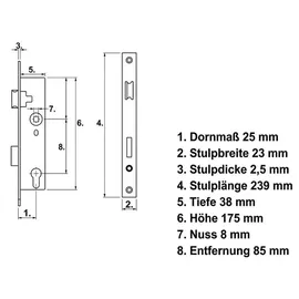 Estexo Einsteckschloss Gartentor Edelstahl Stulp schmal